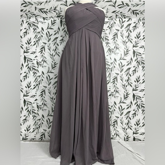 Dresses & Skirts - Grey A-Line Pleated Chiffon Prom Bridesmaid Formal Wedding Size L 12 Gown #2 New